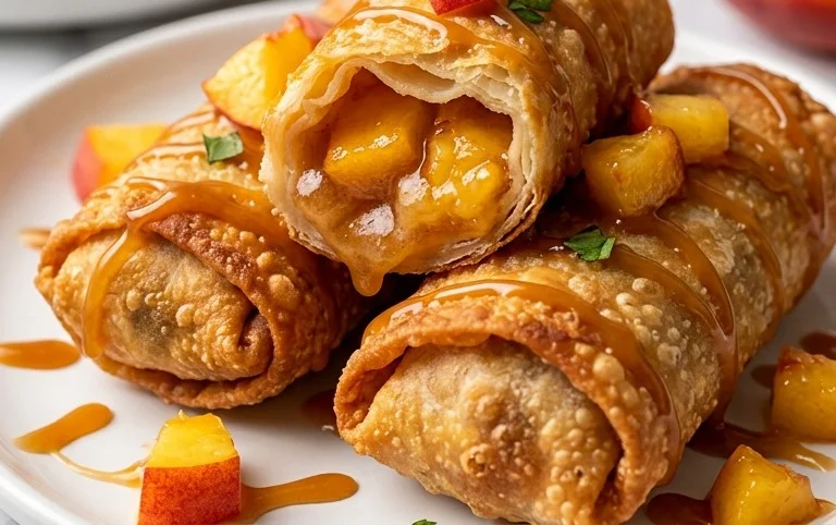 Peach Cobbler Egg Rolls