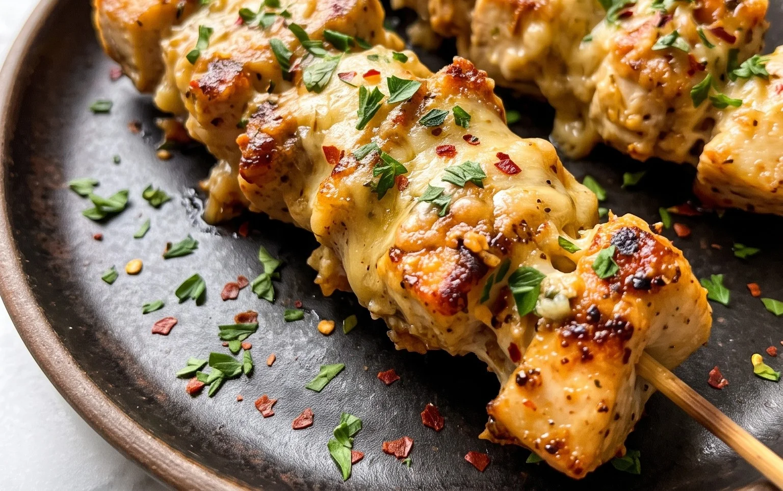 Garlic Parmesan Chicken Skewers