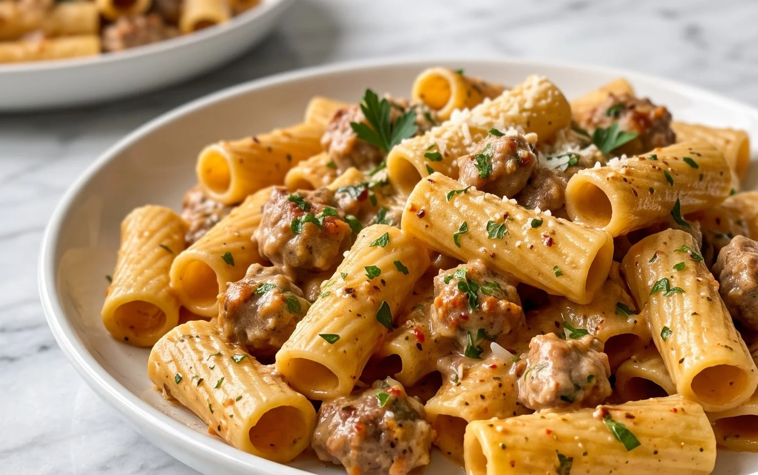 Easy One-Pan Creamy Sausage Rigatoni Recipe