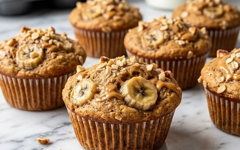 Healthy Peanut Butter Banana Muffins-Guilt Free Treat